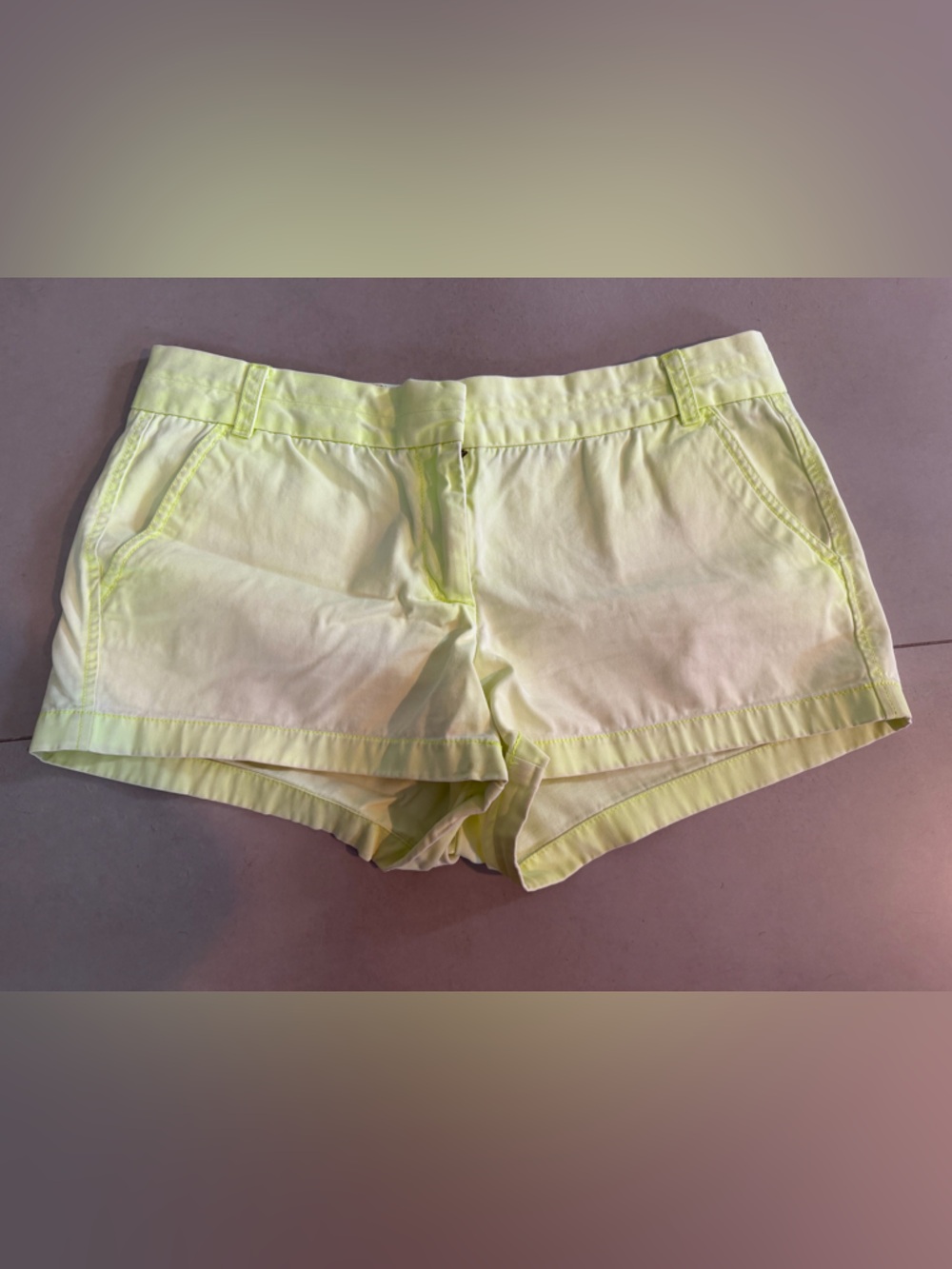 Women’s Neon Yellow Cotton Chino Shorts
